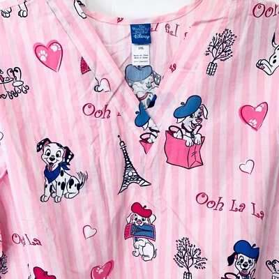 Blusa Médica DISNEY Mujer S-M-L PARIS 101 Dalmations NUEVA Rosa Veterinaria para Perros Foto 1 de 3