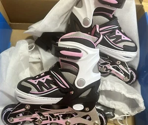 10c - 12.5cPink Girls Adjustable Illuminating Inline Skates with Light up Wheels - Picture 1 of 6