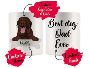 Personalisierte Schokolade Labrador Retriever Hund Mama Papa Tasse, bester Hundebesitzer Geschenk - Bild 1 von 7
