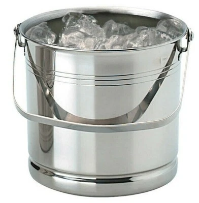 Cubo de Hielo con Mango Redondo Pulido Acero Inoxidable Bar Pub Sin Tapa 14cm x 14cm Foto 1 de 3