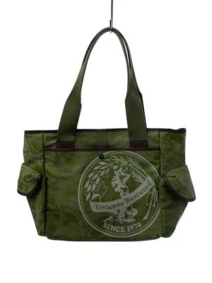 Bolso de Mano Vivienne Westwood VWB832 Algodón Caqui Usado Talla Grande Estilo Hombro Foto 1 de 4
