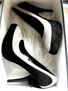 Calvin Klein Grau-Schwarz Leder Stilettos 38 EU-Versand - Bild 1 von 6