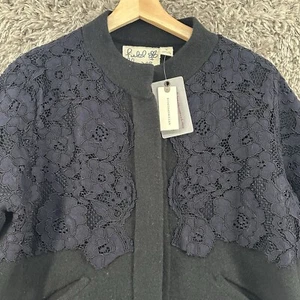 Field & Flower Anthroplogie Cardigan Sweater Shacket Medium Black Floral Lace - Picture 1 of 16