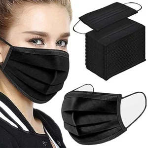 Disposable Face Covering, Face Protective (Black) Box of 100. - Picture 1 of 4