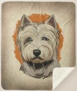 Manta de lanzamiento de lana sherpa retrato artístico sherpa retrato artístico perro West Highland terrier - Imagen 1 de 5