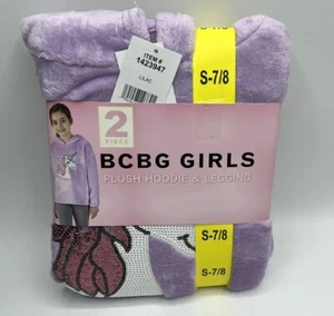 Girls Size S(7/8) BCBG 2-Piece Plush Hoodie & Legging Set Outfit Purple Unicorn - Picture 1 of 6