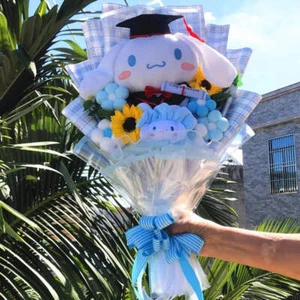 Sanrio Bouquet Cartoon Cinnamoroll Melody Kuromi With Graduation Hats Handmade C - Picture 1 of 41