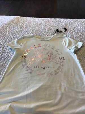 GUESS Girl's Size 14 Los Angeles Short Sleeve Foil Logo T-Shirt White Tee NOS - Image 1 of 4
