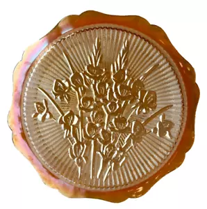 Jeannette Iridescent Marigold Carnival Glass Iris & Herringbone Plate Platter - Picture 1 of 7