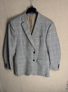 Peter Millar Mens Sport Coat Brown Blue Black Houndstooth Striped 42R Wool 2 BTN - Picture 1 of 13