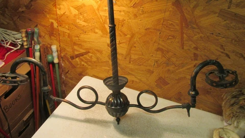 Fancy Antique Coppertone Brass 2 Arm Gas Light Fixture Cover