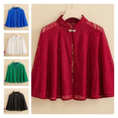 Mujeres Encaje Malla Floral Transparente Capa Encogerse de hombros Bolero Tippet Wraps Cárdigan Boda Foto 1 de 4