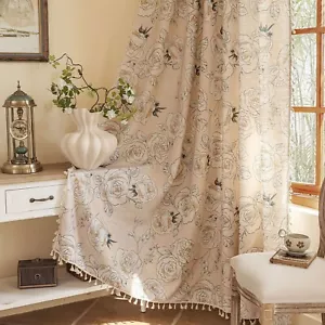 ENJOYBRIDAL Floral Curtains 63 Inches Long 2 Panels Set Coquette Rod Pocket D... - Picture 1 of 7