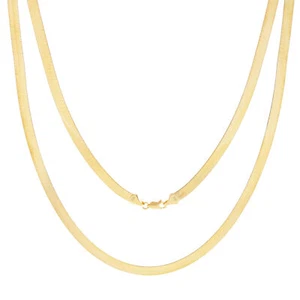 10K Yellow Gold Solid Womens 5mm Silky Herringbone Flexible Chain Necklace 18" - Picture 1 of 10