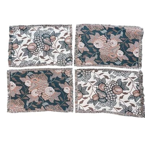 4er Set Vintage Gobelin Stil Stoff Tischsets mit Obst Fransen Kanten 19"x13" - Bild 1 von 6
