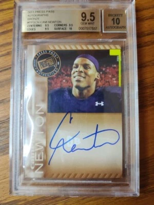 2011 Press Pass CAM NEWTON Autographs Bronze Variation Rookie RC BGS 9.5 #PPS-CN - Image 1 of 4