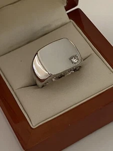 Herren großer eisiger rosa Ring Vintage Labor Diamant Siegel quadratischer Biker Hochzeitsband - Bild 1 von 24