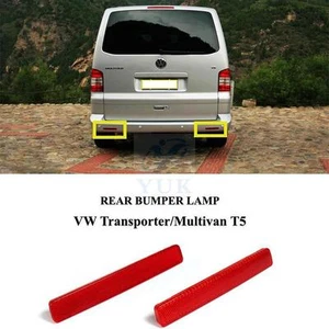 Red Lens Rear Bumper Reflector Assembly Light L+R  For VW TRANSPORTER T5 2003-11 - Picture 1 of 8