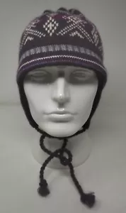 Winter Lined Women’s Hat Braided Ties Beanie Colorful Purple White - Picture 1 of 7