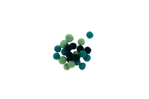 Round Pom Pom in Wool Camaieu Blue 20 pieces - Picture 1 of 2