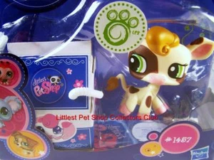 Littlest Pet Shop creme & braun gepunktete KUH mit Milchkarton Posten #1457 nicht mehr im Handel erhältlich Neu im Karton - Bild 1 von 5