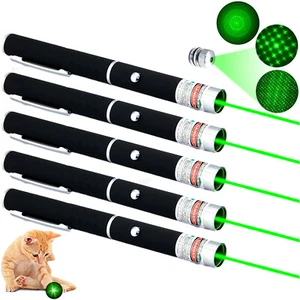 5PC 532nm Green Laser Pointer Pen Visible Green Star Beam Light 2in1 Lazer f/Pet - Picture 1 of 14