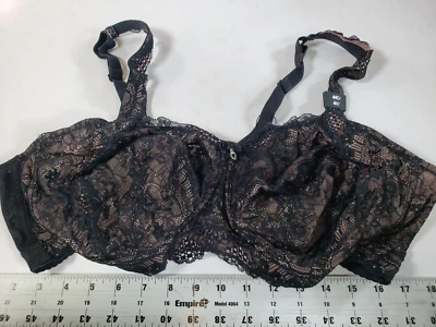 Curvy Couture Women’s  Sheer Mesh Plus Size Plunge T Shirt Bra, Black Hue with - Image 1 of 4