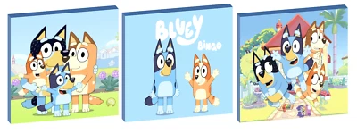 BLUEY & BINGO SET OF 3 CANVAS PICTURES - 5 sizes to choose from - Image 1 of 4