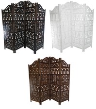 Carved Indian 4 Panel FoldingScreen Room Divider Gamla Design Detailed Heavy