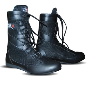 Zapatos/botas de boxeo de cuero con suela de goma hasta la tobilla larga malla Reino Unido 7 a REINO UNIDO 12 - Imagen 1 de 5