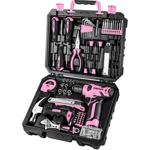 Werkzeugkoffer Werkzeugkasten Akkuschrauber Rosa 126tlg mit Zubehör für Haushalt - Bild 1 von 2