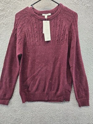 Threads 4 Thought Fleck Cableknit Raglan Crew Sweater Burgundy Size S New NWT - Image 1 of 4