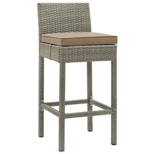 Modway Conduit 30" Patio Bar Stool in Light Gray and Mocha - Picture 1 of 3