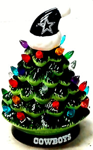 Dallas Cowboys Ceramic Holiday Tree LED Illuminated 8 inch
