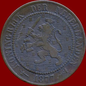 1877 Netherlands 2 1/2 Cent Coin - Picture 1 of 2