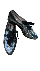 Louise et Cie Oxford Damenschuhe dunkelsilber Pailletten mandelförmige Zehenpartie 8,5 - Bild 1 von 11