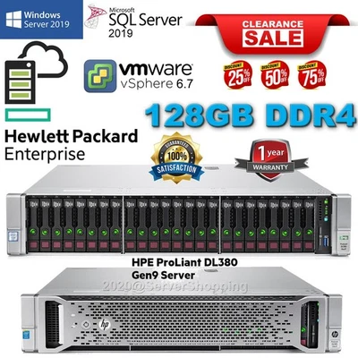 HP ProLiant DL380 Gen9 G9 2x 22Core E5-2699V4 2.20GHz 128GB DDR4 NO DISK & CADDY - Image 1 of 4