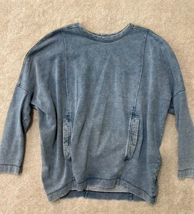 Sudadera Helmut Lang Denim Color Cuello Redondo Con Bolsillos y Mangas Caídas Talla S - Imagen 1 de 7