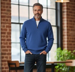 Patagonia Men’s 1/4 Zip Sweater 100% Merino Wool Blue Men's Size Large Preppy - Picture 1 of 12