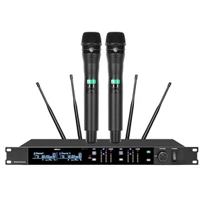 Pro KSM8 2 Handheld UHF Wireless DJ Karaoke Microphone System 4 Antenna - Picture 1 of 6