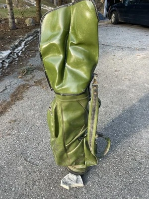 Винтажная зеленая сумка для гольфкара Ram кожаные карманы молния + чехол для клюшки ЧИТАЙТЕ - Изображение 1 из 4