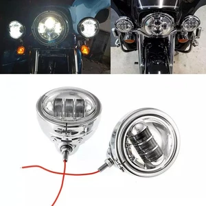 4.5" For Harley Touring LED Auxiliary Spot Fog Passing Lights Housing Bucket Fit - Picture 1 of 12