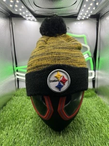 NFL Pittsburgh Steelers New Era Black/Gold Retro Cuffed Knit Hat with Pom - Picture 1 of 4