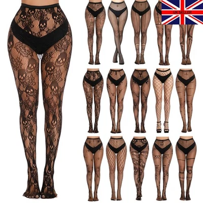 SIMPLY JOSHIMO Womens Black Halloween Tights Spider Cob Web Skull Bat Gothic Patterned UK 6-16