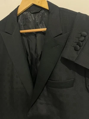 Blazer chaqueta deportiva para cena negra 100 % seda Astor & Black Zegna a medida 42 R Foto 1 de 4