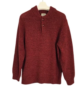 Vintage LL Bean Ragwool Lambswool Crew Henley Sweater Men L Tall Red Maroon Thick - Bild 1 von 8