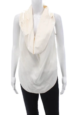 Blusa Carven Mujer Diseñador 100% Seda Sin Mangas Blanca Talla 38 Foto 1 de 4