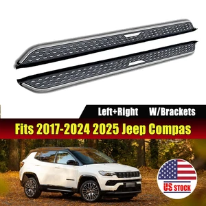 Running Board Fits for 2017-2024 2025 Jeep Compass Side Step Nerf Bar w/brackets - Picture 1 of 10