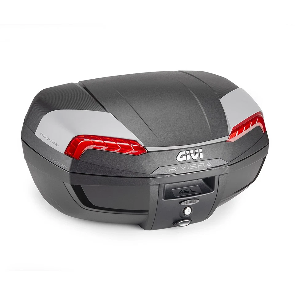 BAULETTO GIVI 46L RIVIERA COVER GRIGIO CATADIOTTRI ROSSI MONOLOCK - Immagine 1 di 1