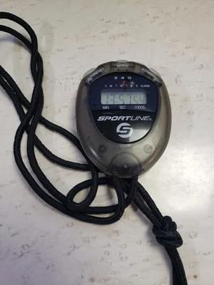 Sportline Digital Stopwatch Model 240 Featuring Time, Split, & Alarm w/ Lanyard - Image 1 of 2